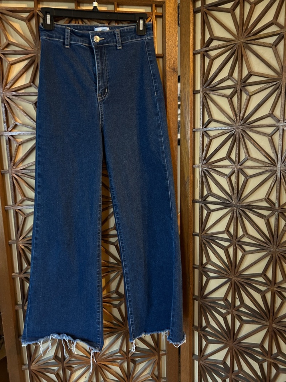Anniewear S Small High-Rise Wide-Leg Jeans in Dark Blue Wash